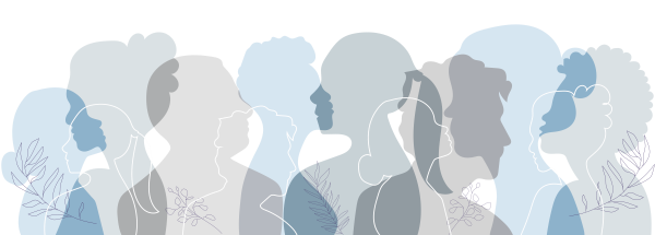 illustration of 12 heads in silhouette